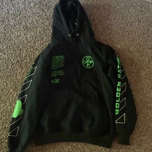 Off white, black and green golden hour hoodie, medium